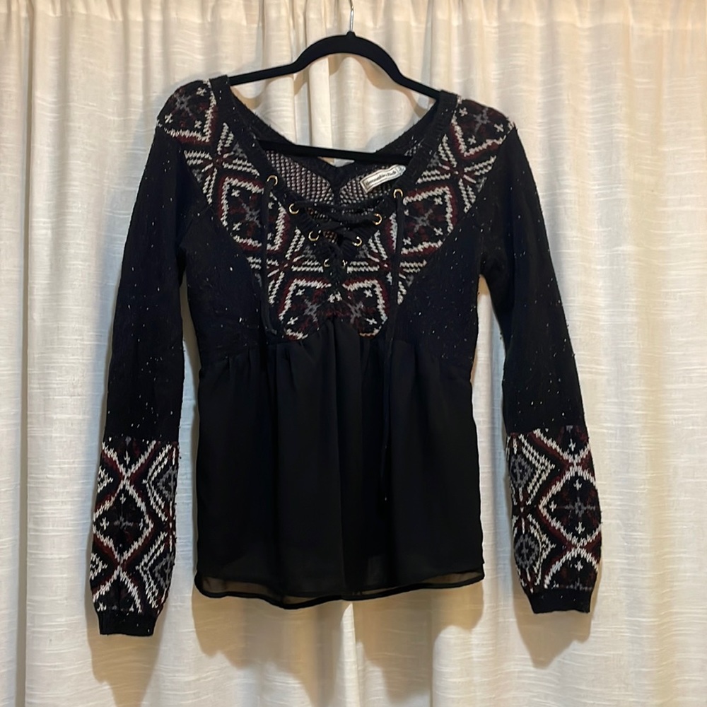Unique half sweater blouse